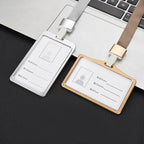 Fashion Card Cover Women Lanyard Aluminum Alloy Work ID Card Holder Business Work Card ID Badge Holder Metal Bags Case