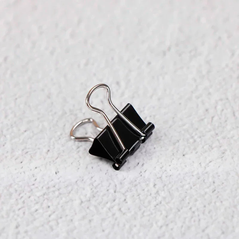 10-20pcs Paper Clip 19/25mm Foldback Metal Binder Clips Black Grip Clamps Office School Stationery Paper Document Clips