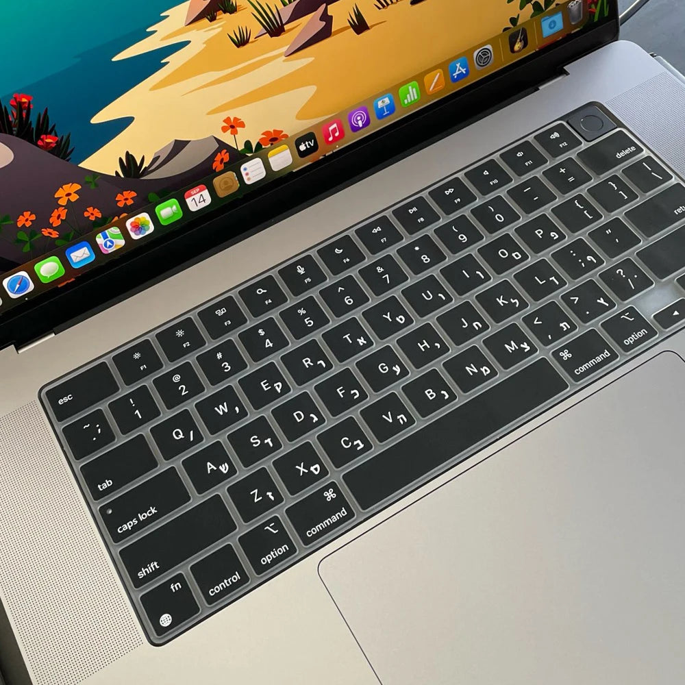 Hebrew Israel  Keyboard Cover for Macbook Pro14 A2442 Air13.6 M2 A2681 Pro13 M1 A2338 A2289 Waterproof Silicone protective film