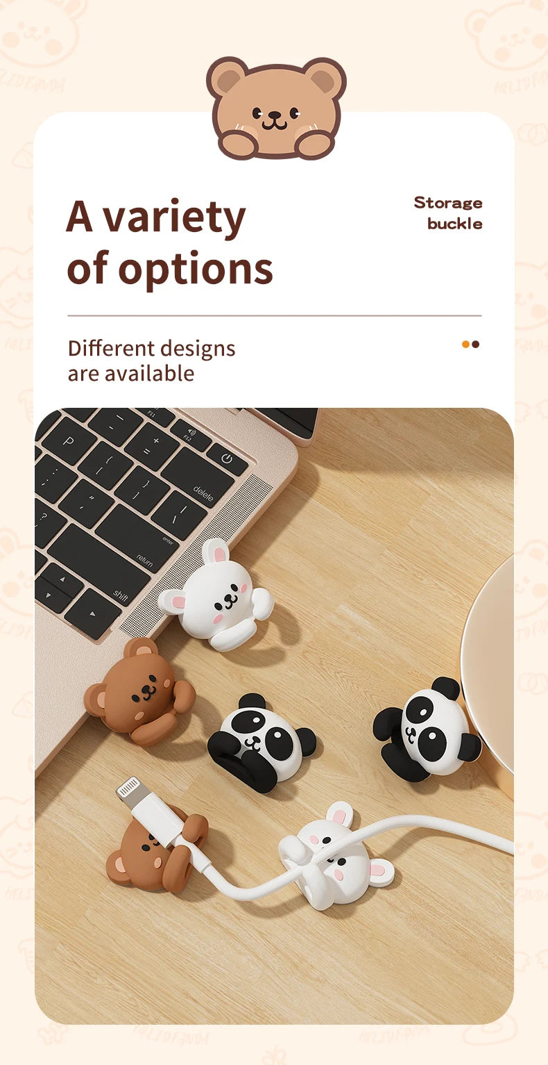 2/3pcs Cute Cartoon Desktop Cable Organizer Managers Self-Adhesive Winder Wire Cord Management Earphone Data Cable Clips Holder