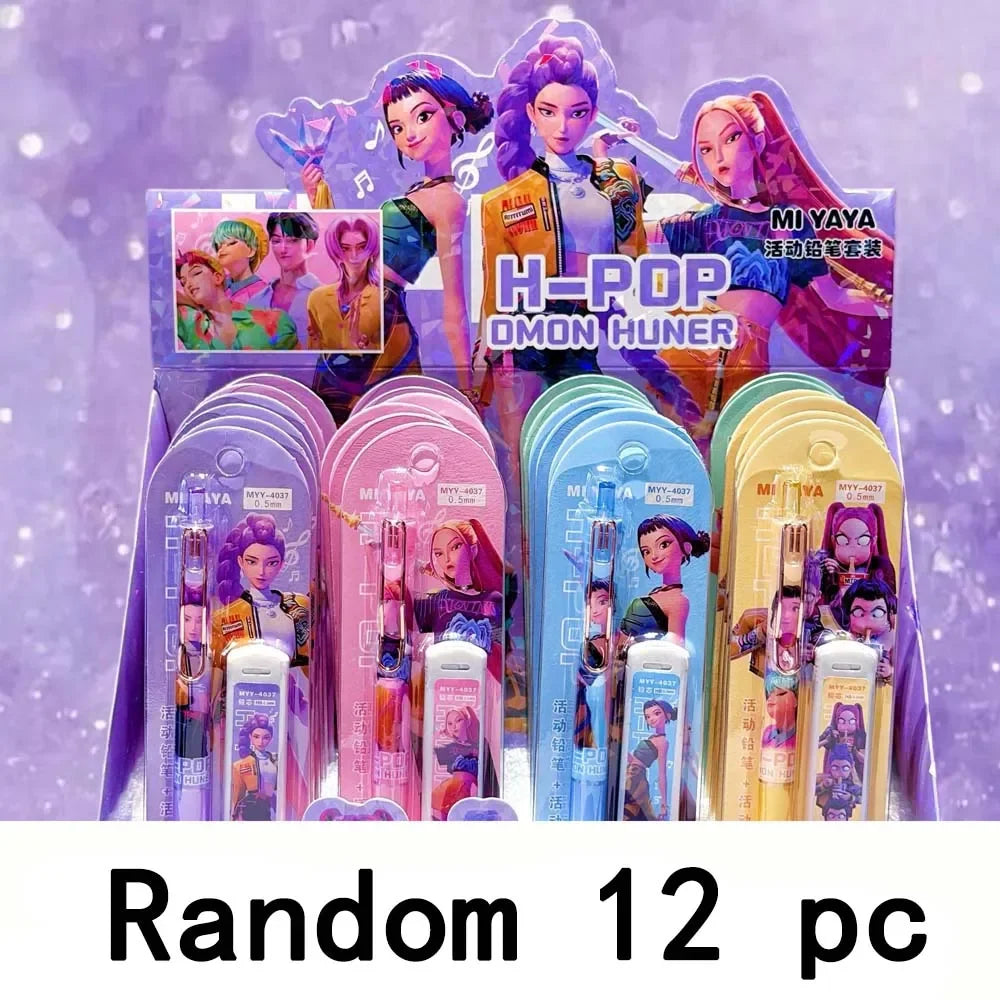 ♣Kpo-Pencils Ruler Pencil Sharpener Pen Bag Eraser Kids Cute Stationary Set Student Back To School Supplies Gift