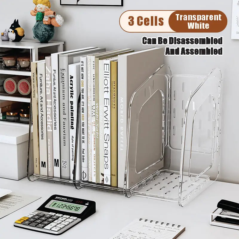 Acrylic A4 Storage Filing Box for Documents Plastic Paper File Organizer Vertical Magazine Rack Desk Folder Desktop Supplies