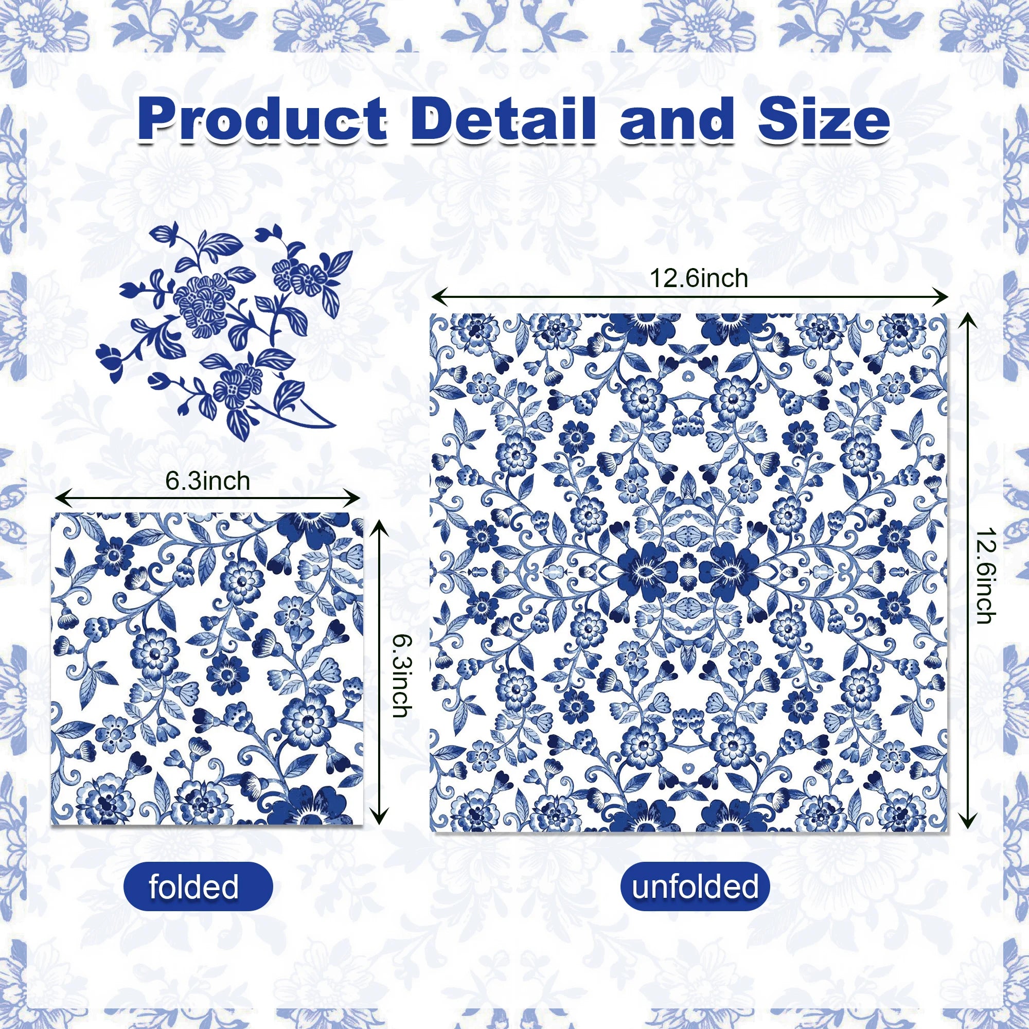 Blue and White Porcelain Paper Plates Napkins,Tableware For Birthday Decoration Wedding Decoration,Table Decor Party Supplies