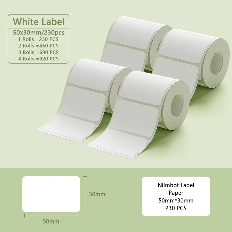 Niimbot B1 Portable Printer White Sticker 2/3/4/5Rolls Waterproof Paper Adhesive Label Printer Residential &Commercial For B21
