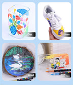 GUANGNA 16 Colors Direct-liquid Acrylic Paint Pens Brush Marker Pen for Rock Painting Stone Ceramic DIY Art Supplies Stationery