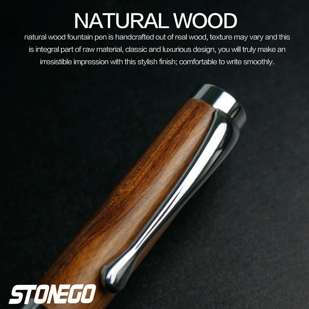 STONEGO Classics Luxury Wooden Fountain Pen/Signature Pen Ink 0.5mm for Gifts Decoration Writing Office Fountain Pen Stationery