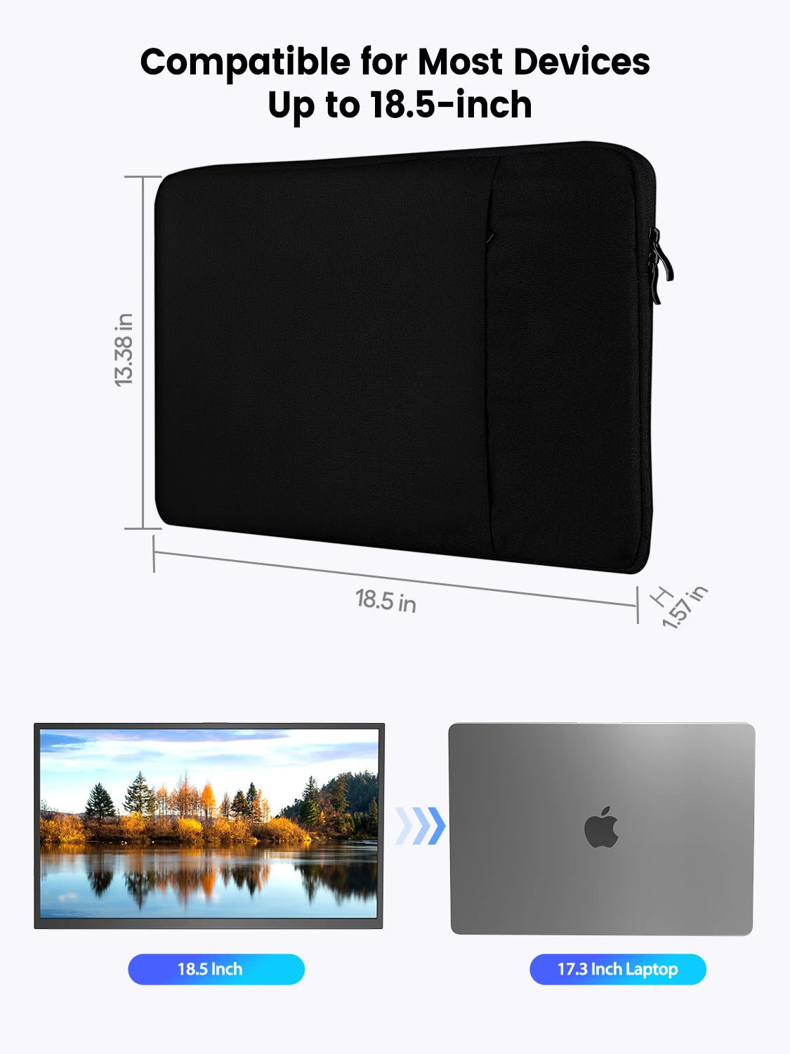 UPERFECT 18.5" 22" Portable Monitor Case Polyester Laptop Sleeve Computer Cover Bag with Pocket Zipper for 15.6"-22" Travel BAG