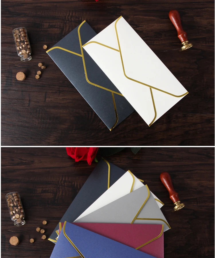 10pcs/batch envelope letter paper minimalist gilded envelope retro European style business envelope
