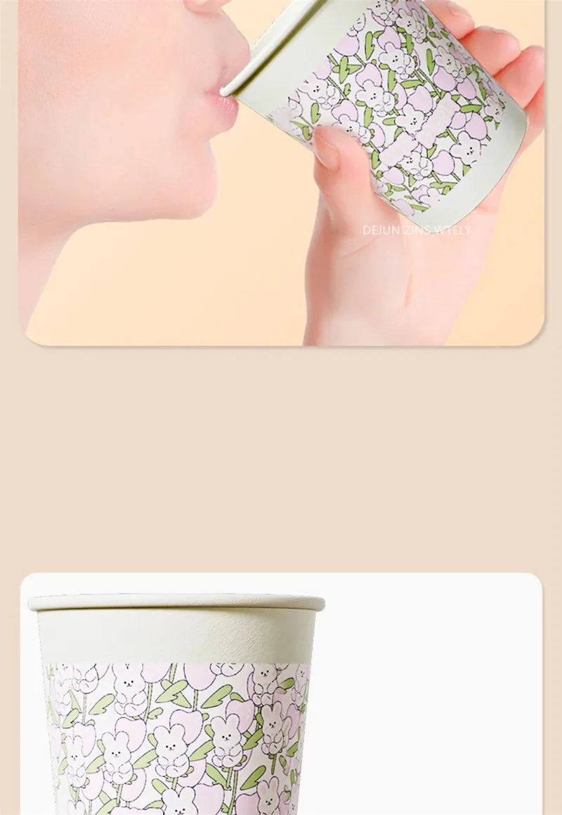 60pcs Disposable Paper Cups Thickened Food-grade High-temperature Coffee Cups Home Party Teacup Picnic Portable Water Cups