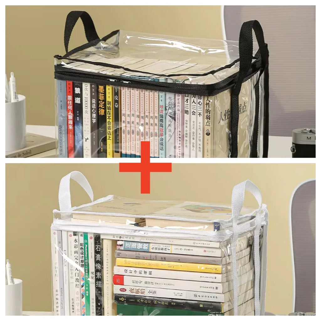 Foldable book box student dormitory classroom book organizer transparent waterproof household book organizing storage box