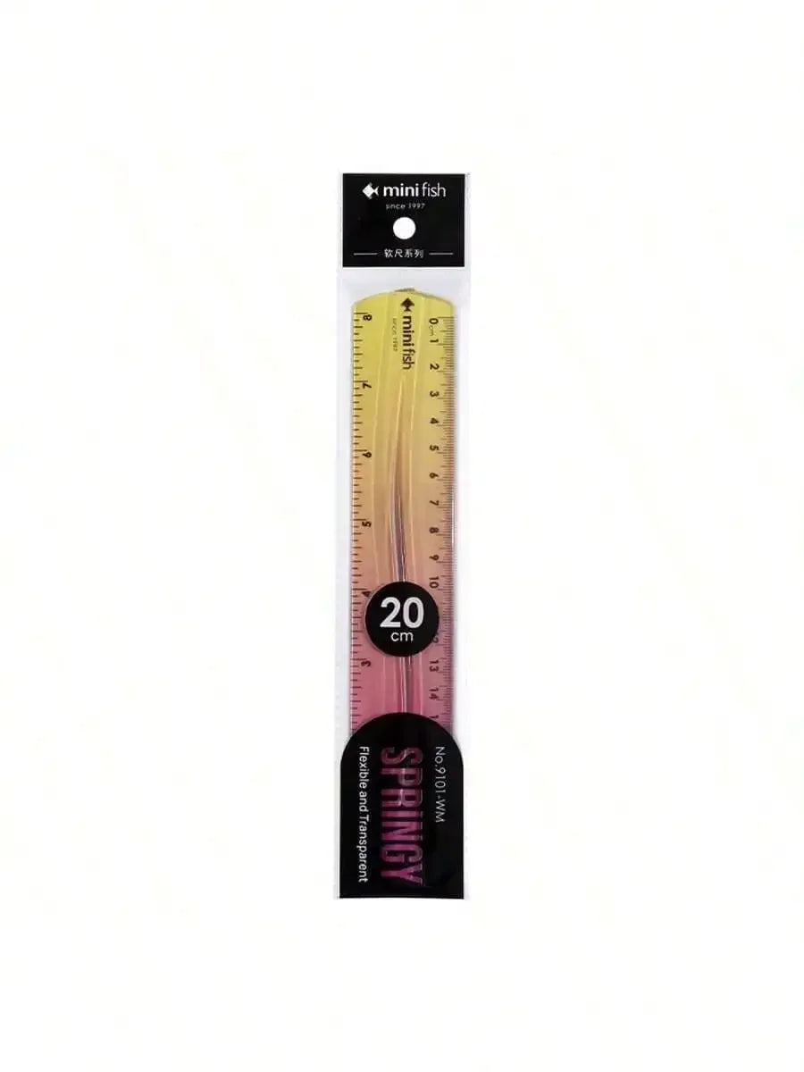 20cm/15cm Flexible Soft Ruler Gradient Rainbow Color Style Dual Unit Measurement in Cm and Inch  for Office Students School Use