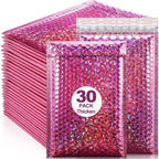 30Pcs/Lot Holographic Bubble Mailers Mailing Envelope Waterproof Courier Bag Padded Bubble Envelopes Shipping Packaging