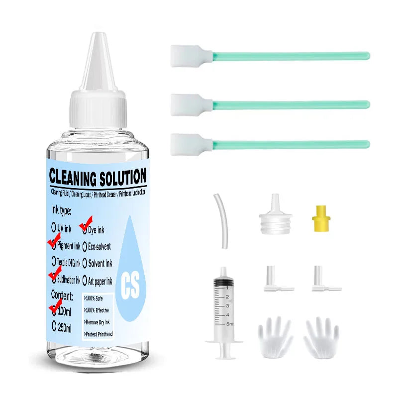 100ML Power Cleaning Liquid Inkjet Printer Head Cleaning Kit Suit Dye Pigment Sublimation Ink For Epson/HP/Canon/Brother Printer