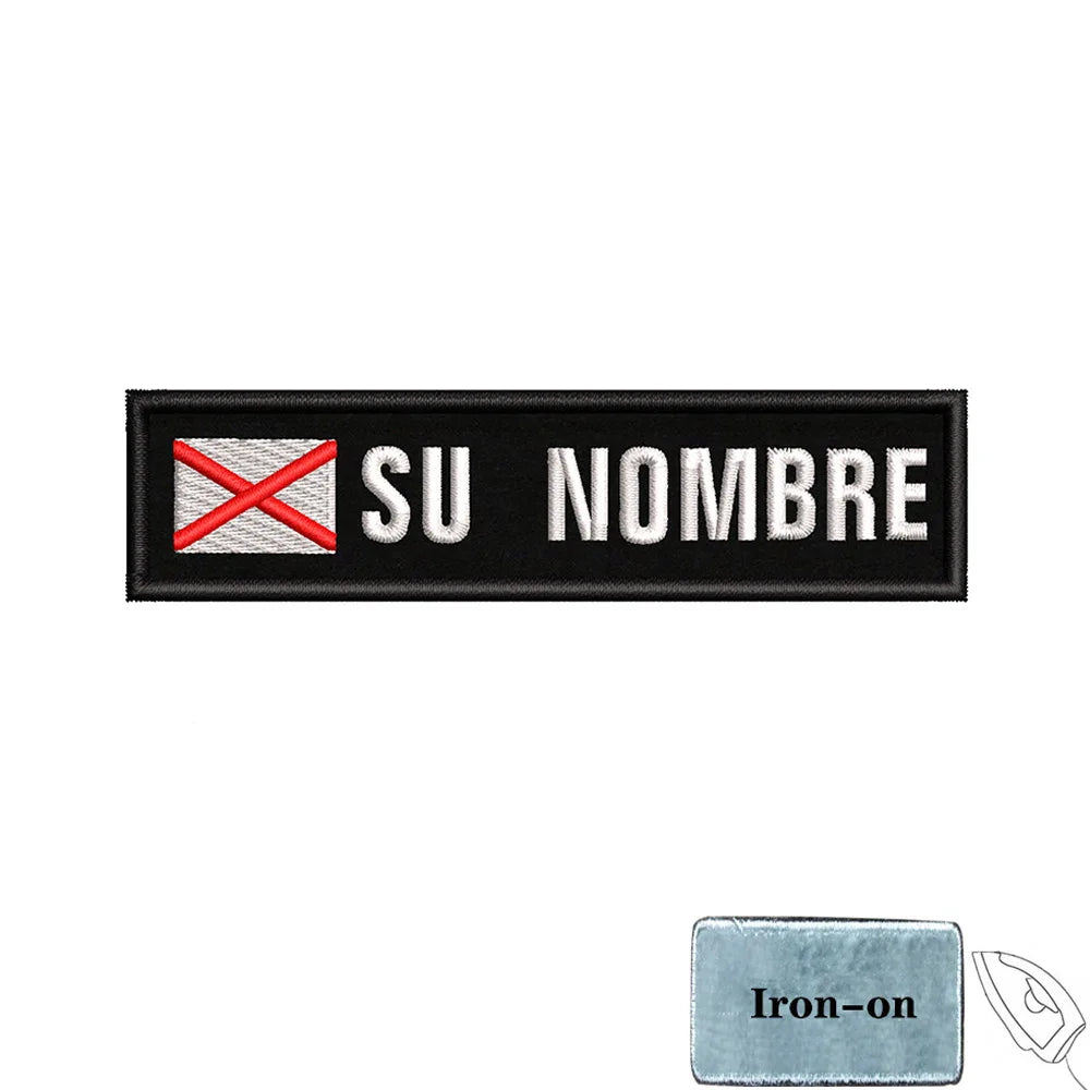 1PC 10cmX2.5cm Custom Name Flag Patch Stripes Badge Iron On Or Hook Loop Andalusia Extremadura Canary Islands Spain Galicia