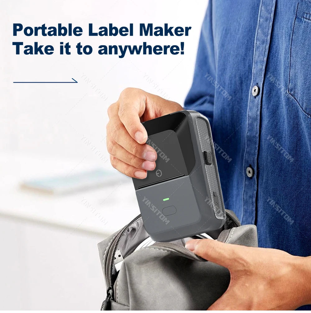 YINSITOM 20-50mm Mini Portable Thermal Printer Bluetooth Barcode Hand Multifunctional Price Label Sticker Maker Android / iOS