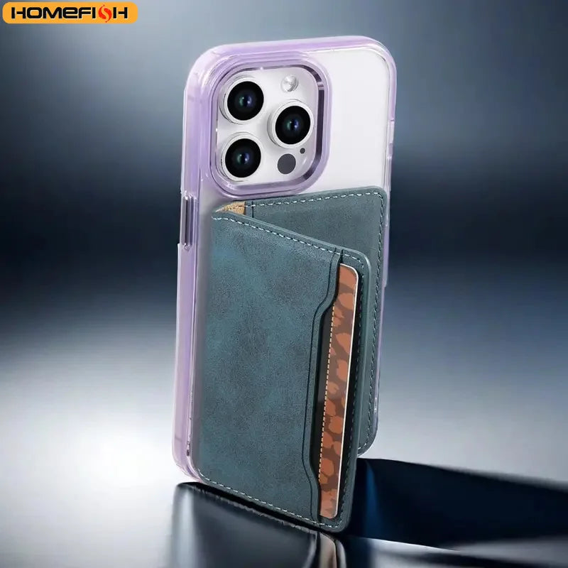 HOMEFISH Artificial leather credit card magnetic elastic wallet(3 card slot)with strong magnetic accessories ID card clip wallet