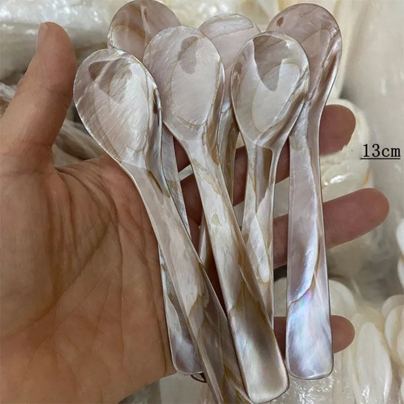 Kitchen Tools 9-13CM Natural Shell Ice Spoon Cream Coffee Caviar Spoon Mother of Pearl Seashells Stirring Spoons Teaspoon Crafts