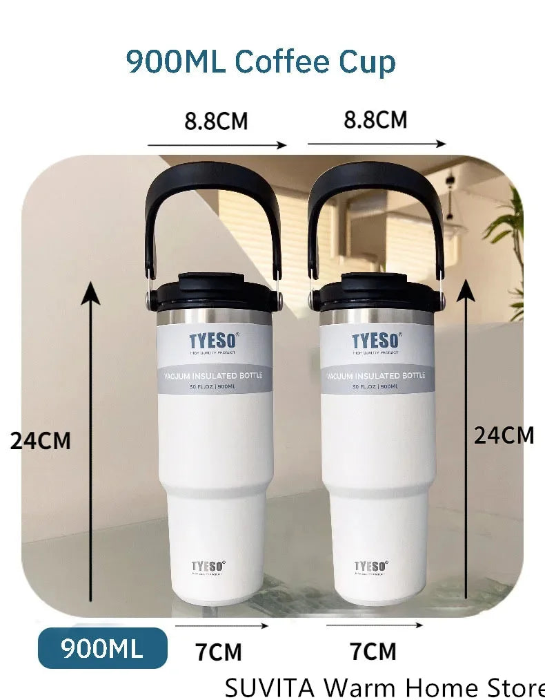Tyeso Tumbler Coffee Cup Stainless Steel Vacuum Thermal Insulated Mug Large Capacity Double Drink Car Water Bottle Travel Mug