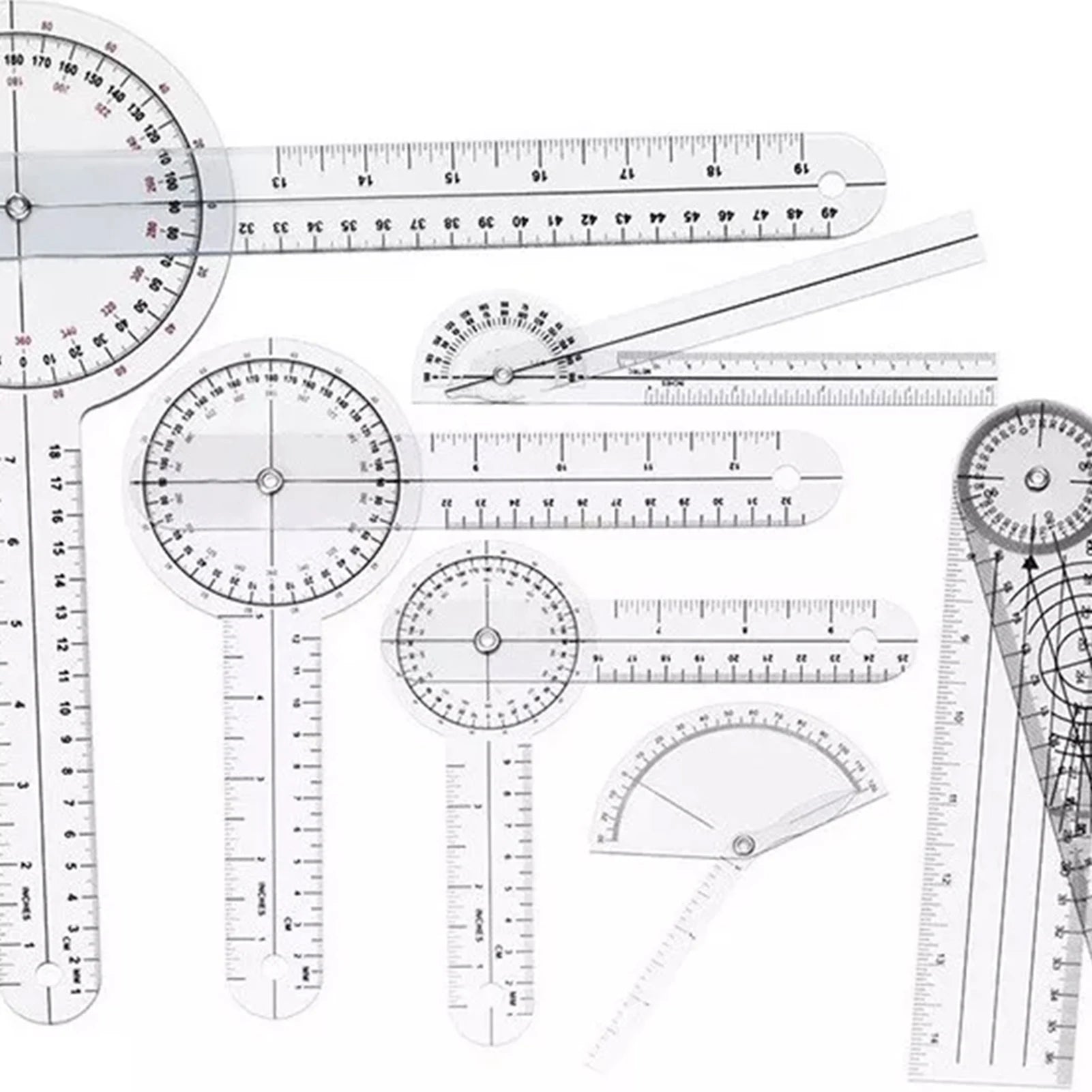 Protractor Goniometer  Goniometer Set PVC Transparent Clear Scale Wear Resistant Angle Ruler for Orthopedics