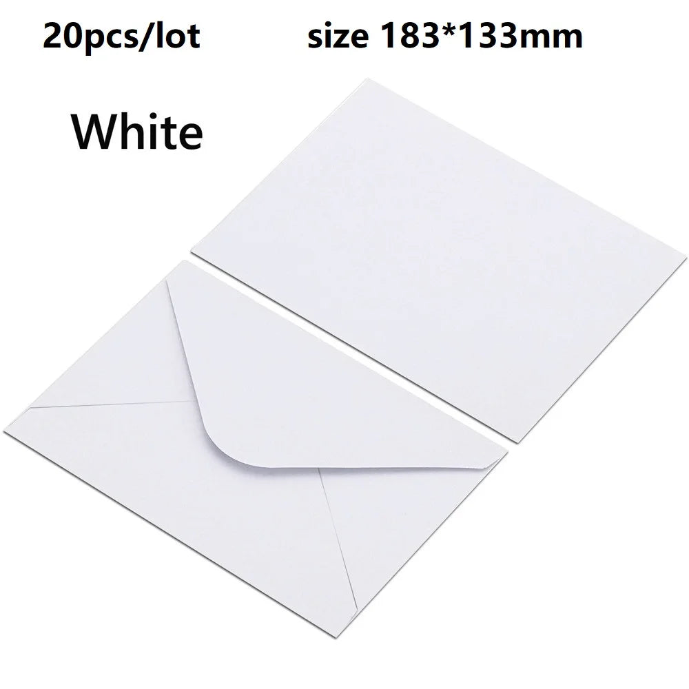 20pcs White Black Kraft Paper Envelopes for Wedding Invitation Greeting Card Black Postcard Photo Packing Paper Gift Envelope