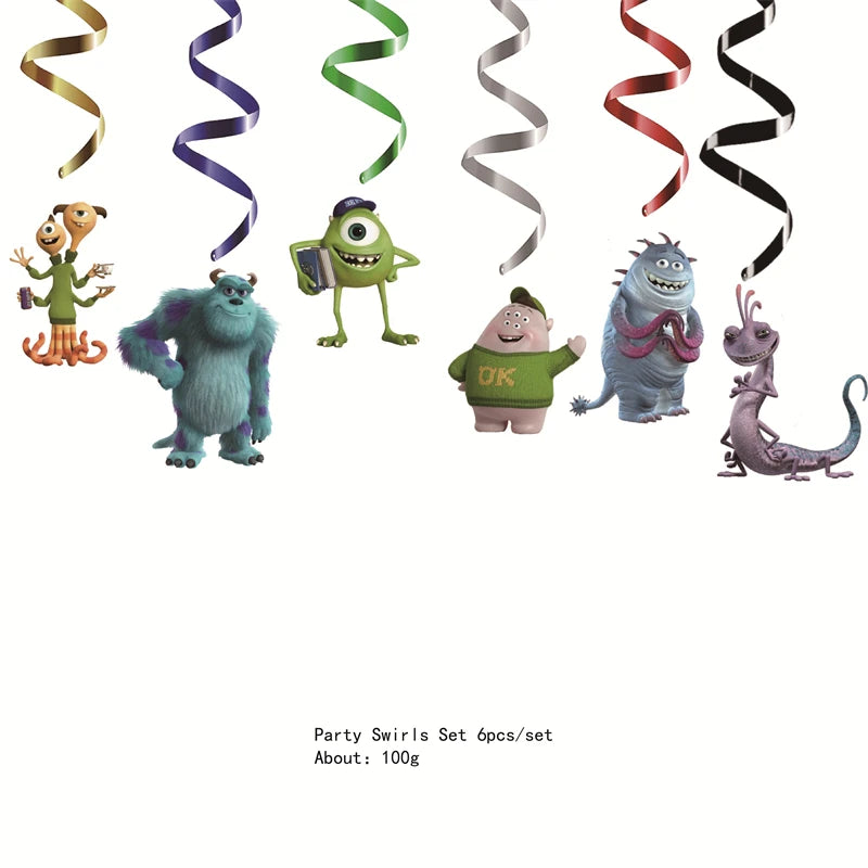 Monsters In Party Supplies Disposable Party Cutlery Plates Napkins Cup Birthday Party Decorations for Boys and Girls