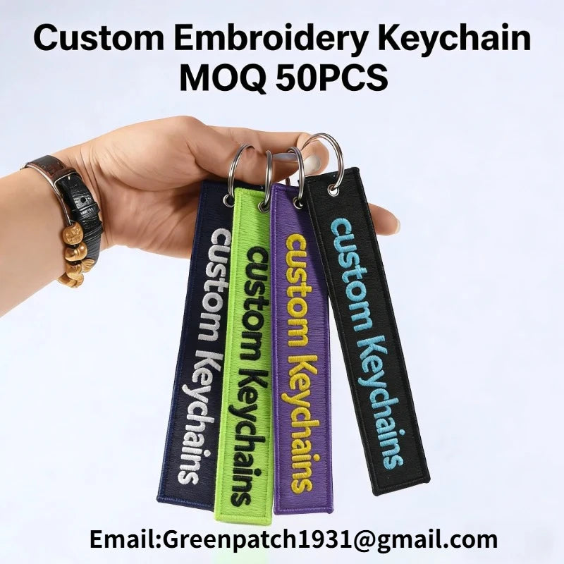 Custom Embroidery Keychain - Personalized Sports Team Key Tag Luggage Tag | MOQ 50PCS Bulk Custom Keychains for Corporate Gifts
