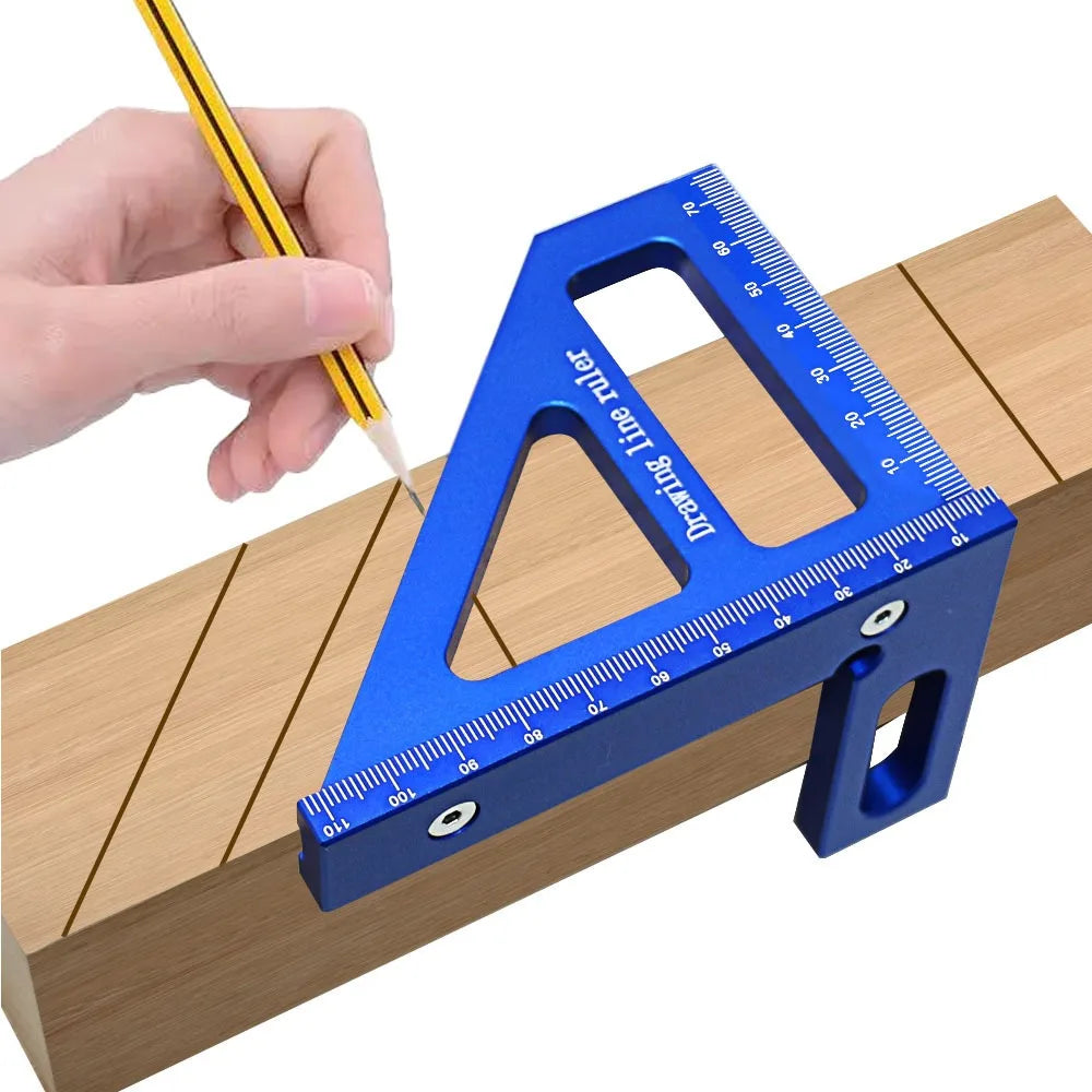 1pc Woodworking Squares and Protractors, Aluminum Alloy Beveled Triangles, High-Precision Layout Measurement Tools.