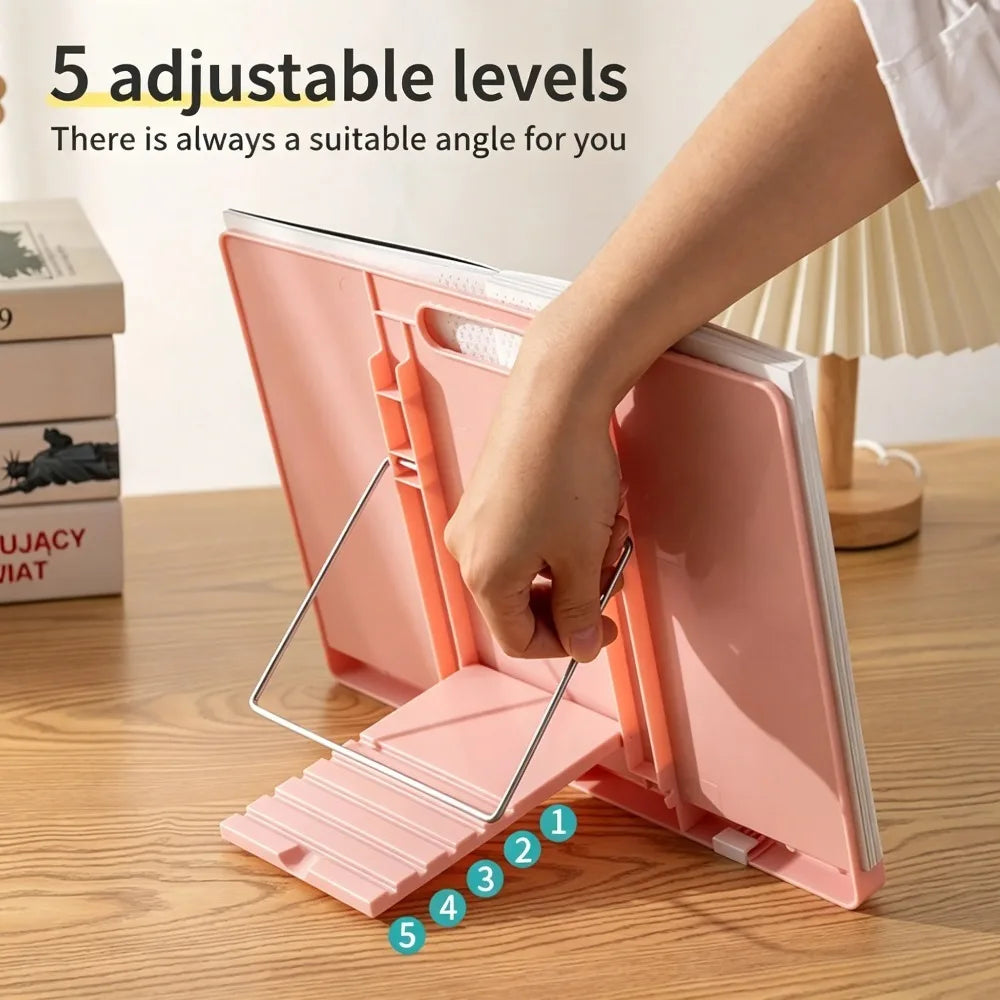 Adjustable Portable Folding Bookend Stand Reading Book Stand Books Recipe Shelf Folding Holder Organizer for Music Score Tablet