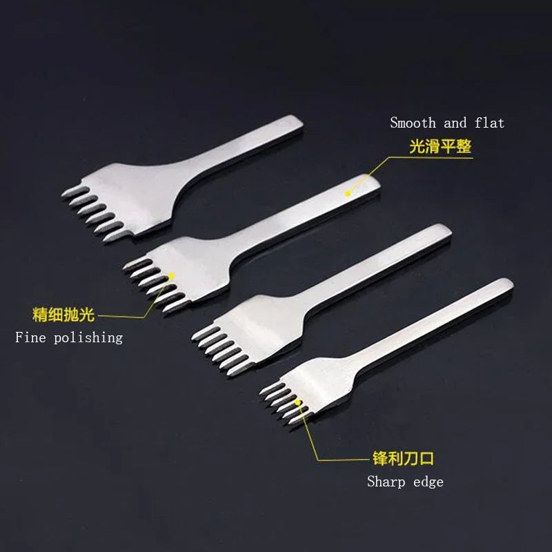 3/4/5/6mm Spacing Punch Tool For Leather Hole Punches Tool Lacing Stitching Sewing DIY Leather Craft Tools 1/2/4/6 Prong