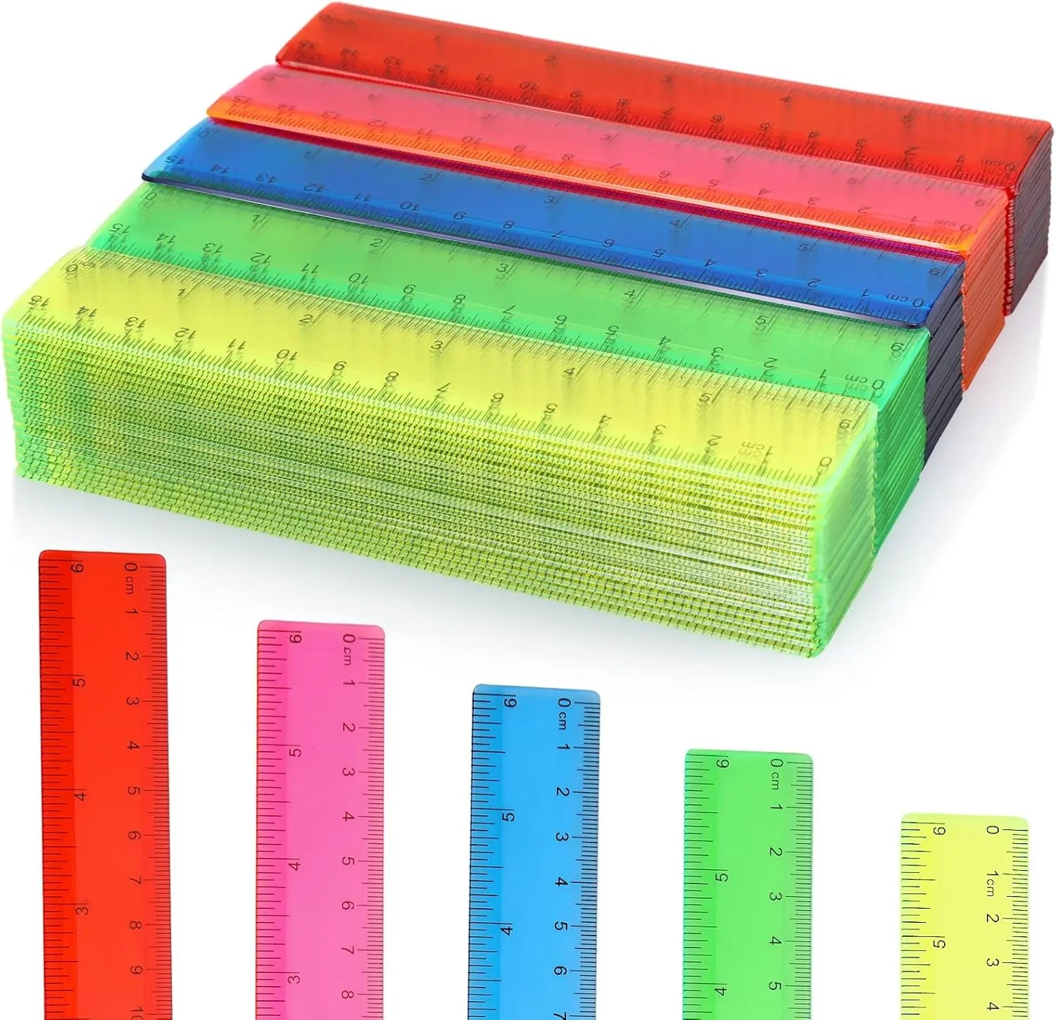 30 Pcs 6 Inch Plastic Rulers Bulk Flexible Straight Rulers with Inches Centimeters First Day of Gift Office Home Supplies