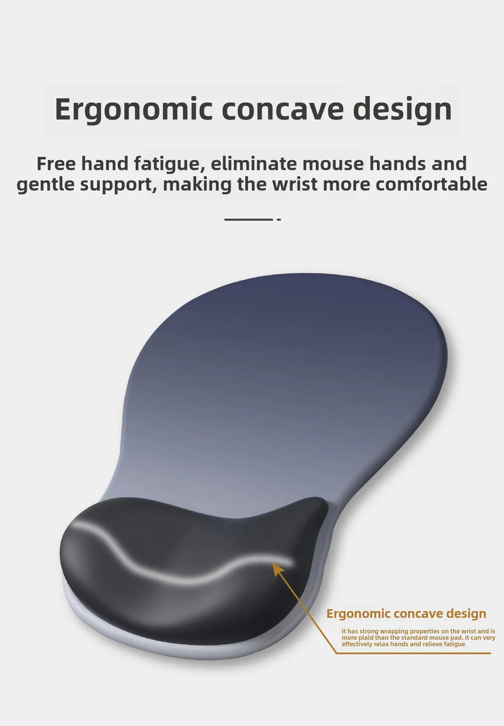 Gradient Ergonomics Mouse Pad Comfortable Wrist Support Non Slip Mice Mat Soft Mousepad Wrist Rest Computer Silicone Mouse Pad