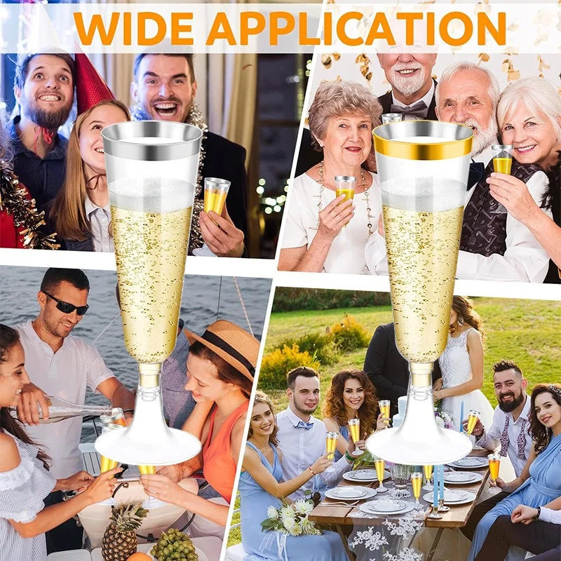 15/25/50pcs 150ml Disposable Champagne Glasses Cocktail Glasses Plastic Tall Glasses Martini Glasses for Weddings Party