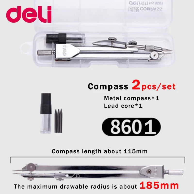 Stainless Steel Multifunctional Drafting Drawing Compass/Lead Core Math Geometry Circles Tool Durable Supplies 8600 / 8601