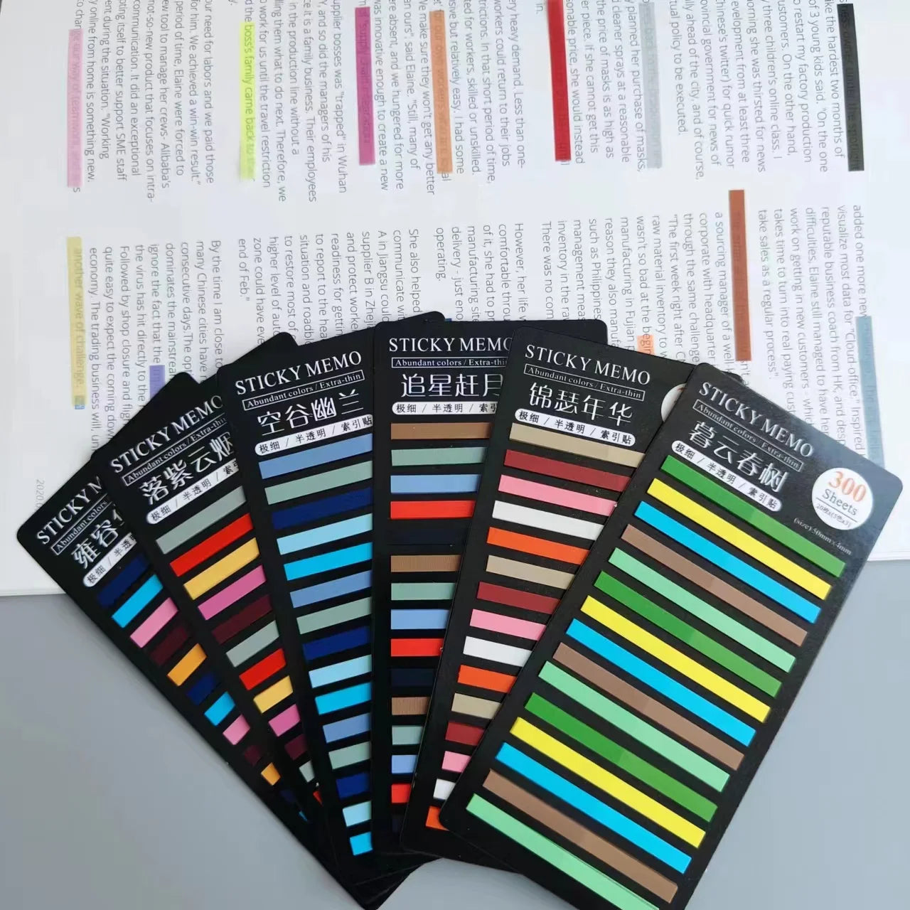 6 Packs 1800Sheet Transparent Sticky Notes Self-Adhesive BookMarkers Annotation for Reading Book Clear Tabs Stationery