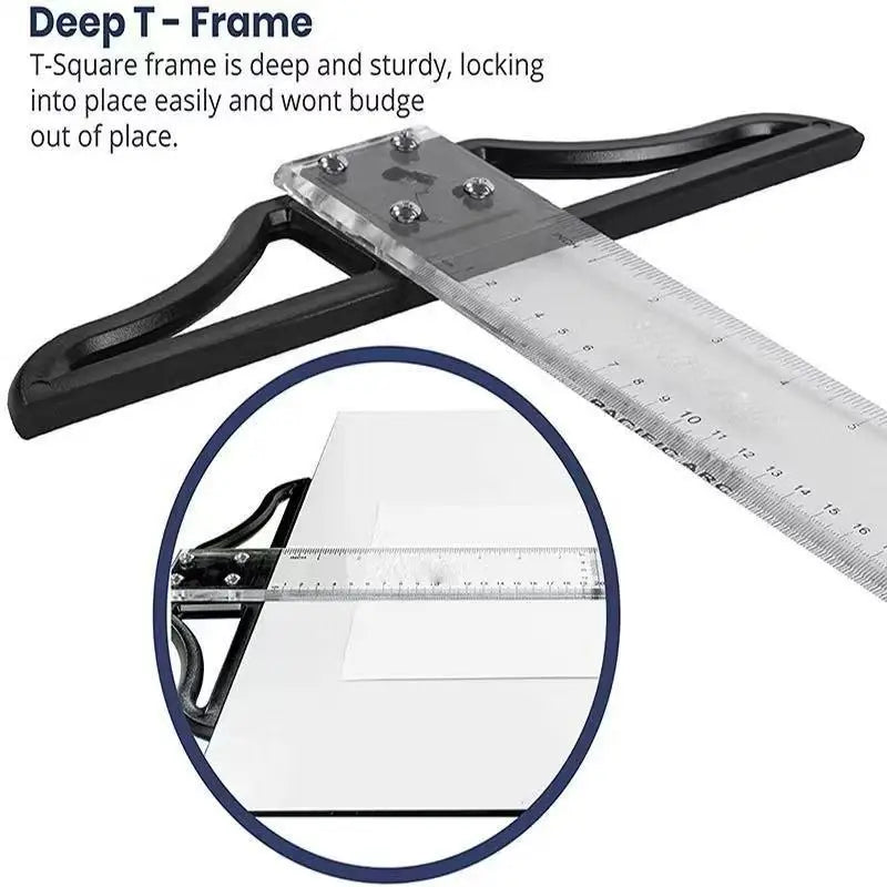 @*T Square Ruler High Precision Plastic Drafting Ruler 45/60/70/80cm Removable for Architect Office Drafting DIY Art Project