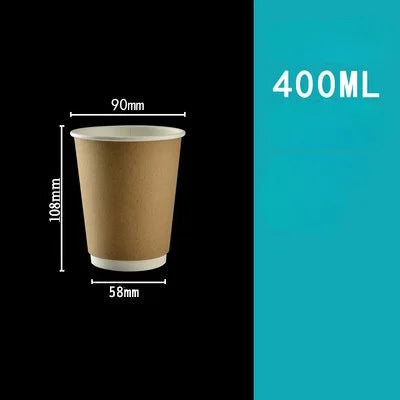 50pcs/pack Kraft Paper Bubble Tea Cup Double-layer Heat-insulating Paper Cup Disposable Thick Hollow Coffee Cup Accept Customize