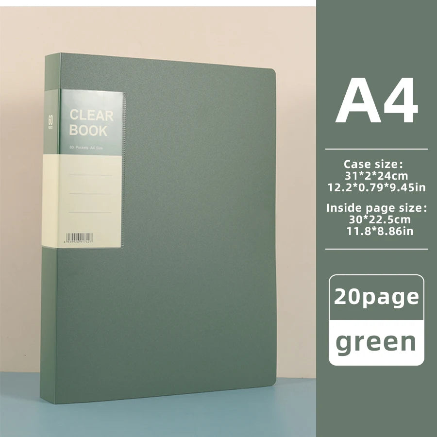 Hot Classic Style 20/30/40/60 Pages Thick Side-in Type Display Book Waterproof Large Specifications Test Paper Storage Folder