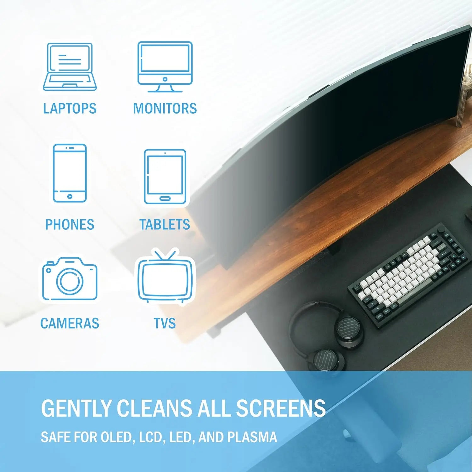 Screen Cleaner Spray & Cloth Kit - Safe for LED, LCD, OLED TVs, Monitors, Laptops & Car Displays - Streak-Free Cleaning Solution