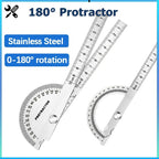 Stainless Steel Rotating Protractor 180° Angle Gauge Finder High Precision Metal Protractor Woodworking Metal Measuring Ruler