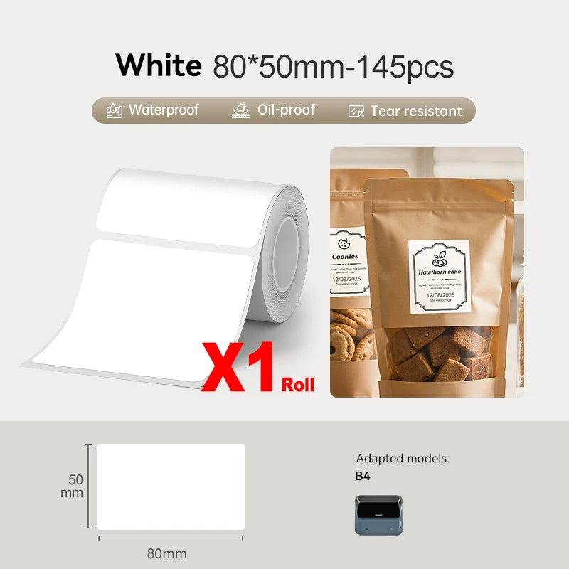 Large Size Labels for Niimbot B4 Portable 4inch Label Printer Shipping Barcode Tag Self-adhesive Stickers for Small Bussiness