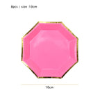 10cm Mini Plate Party Paper Plates Disposable Tableware Birthday Party wedding Decor kids Party Supplies Pink Small Plates 8pcs