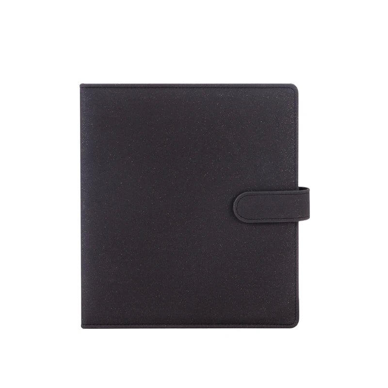 A5 3 Ring Glitter PU Leather Binder with Magnetic Buckle Refillable 4×6 Photo Album Notebook Stationery