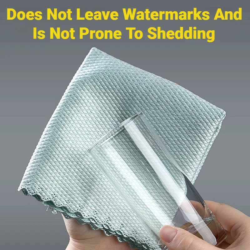 Fish Scale Microfiber Cleaning Cloth Lint Free No Trace Reusable Polishing Rag For Window Car Kitchen Mirror Glass