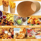 100PCS French Fries Cups Disposable Kraft Paper Cups Snack Containers Charcuterie Dessert Supplies Baking Cups Take-Out Party