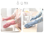 Waterproof Rubber Latex Velvet Gloves, Durable, Cleaning, Washing Clothes, Household, Kitchen, Winter