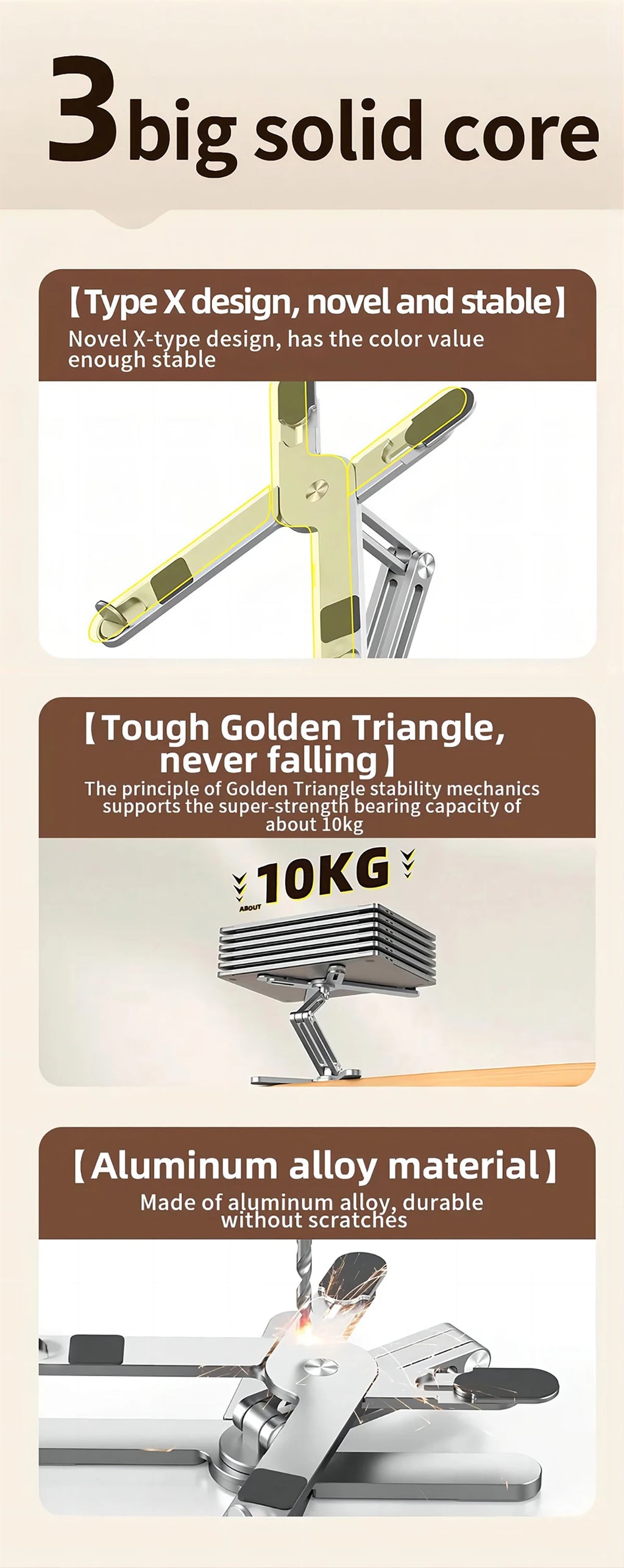 Foldable Laptop Stand 360°Rotation Notebook Table Holder Aluminum Alloy Portable Book Tablet Bracket Open-ended Heat Dissipation