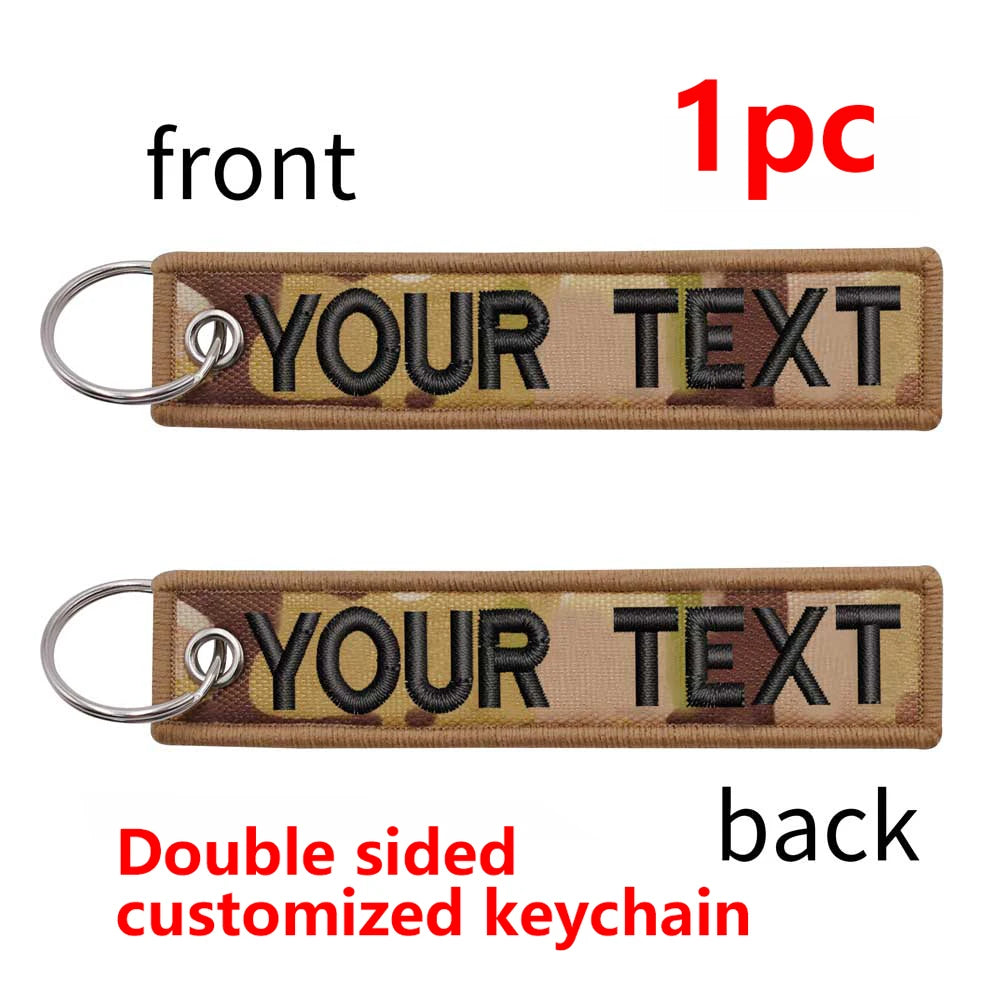 Custom Embroidered Keychain - Personalized Text Name Tag Keyring for Motorcycle, Car, Backpack, Luggage Travel Accessories