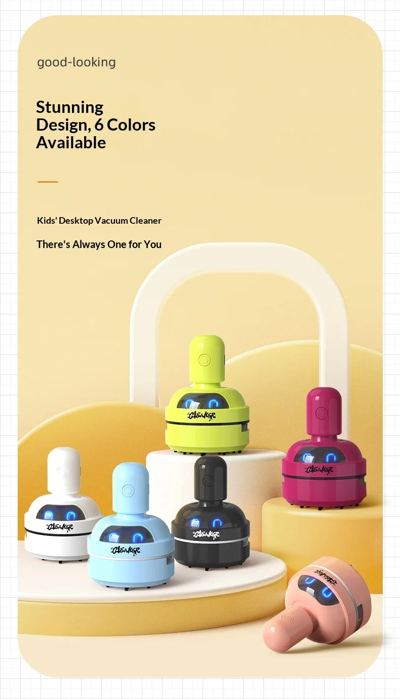 Desktop Cleaner Vacuum Cleaner Cartoon Mini Portable For Eraser Pencil Shavings Dust Cleaning For Keyboard Desk Table