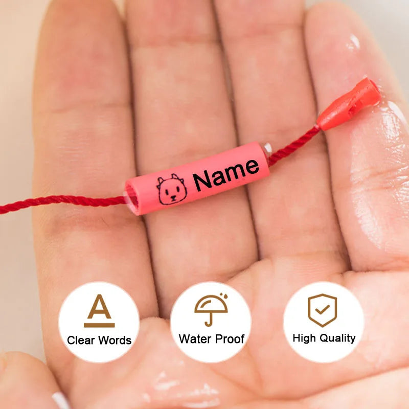 20pcs Baby Shoes Schoolbag Cup Clothes Name Sticker Waterproof Tag Rope Baby Name Ring Children Customized Name Label Pendant