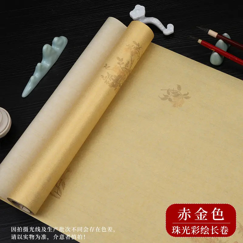 Sumi Art Wax Dye Pearlescent Ink Colorful Half Ripe Rice Paper Xuan Paper Scroll Multicolor Brush Calligraphy Creation Work Roll